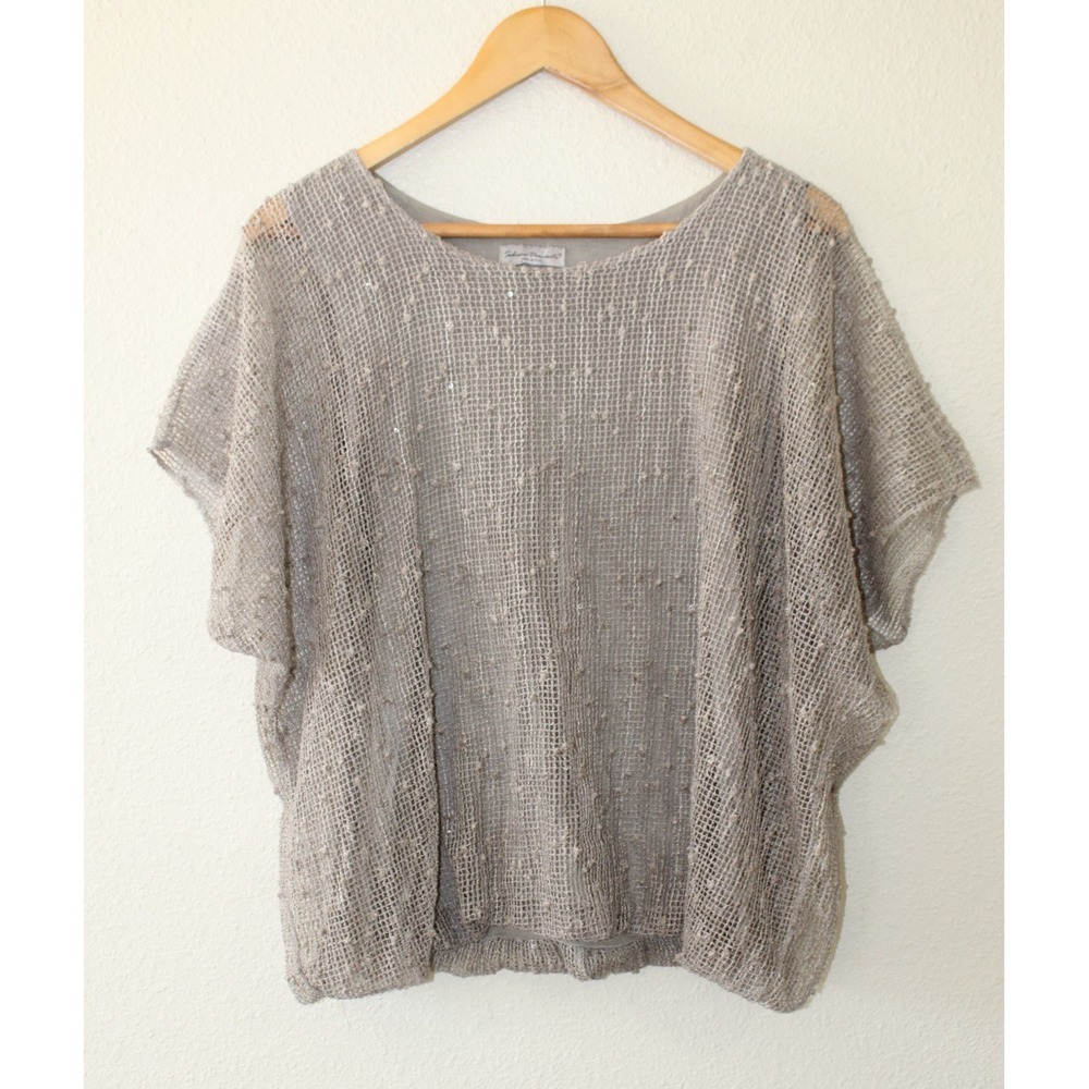 Sabrina Diamante Womens Fishnet Doleman Blouse Made In Italy S